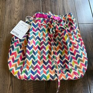 Green Pine Co Multicolor Chevron Geometric Drawstring Canvas Backpack Bucket Bag